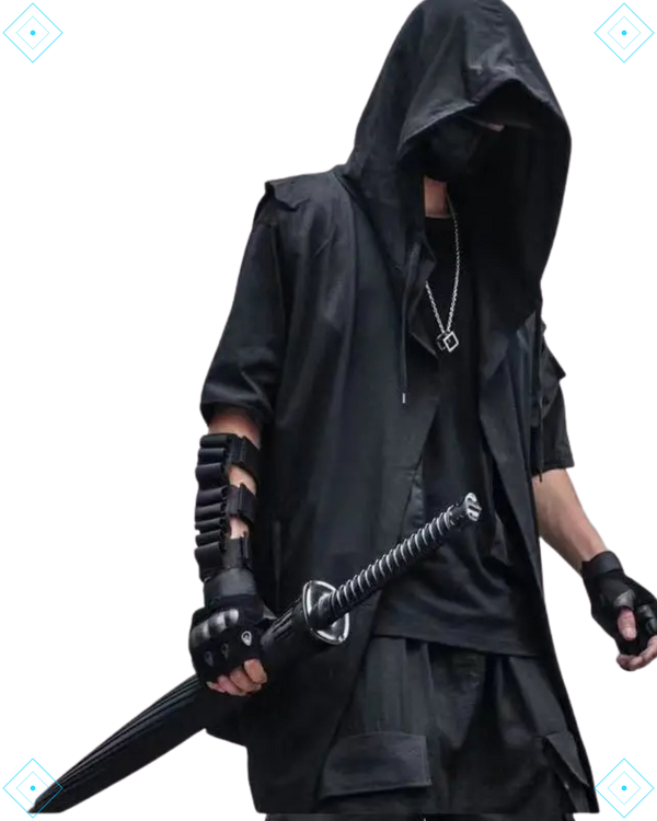 Rrezza ARENS Men's Sleeveless Technical Trench Techwear Vest Hip Hop