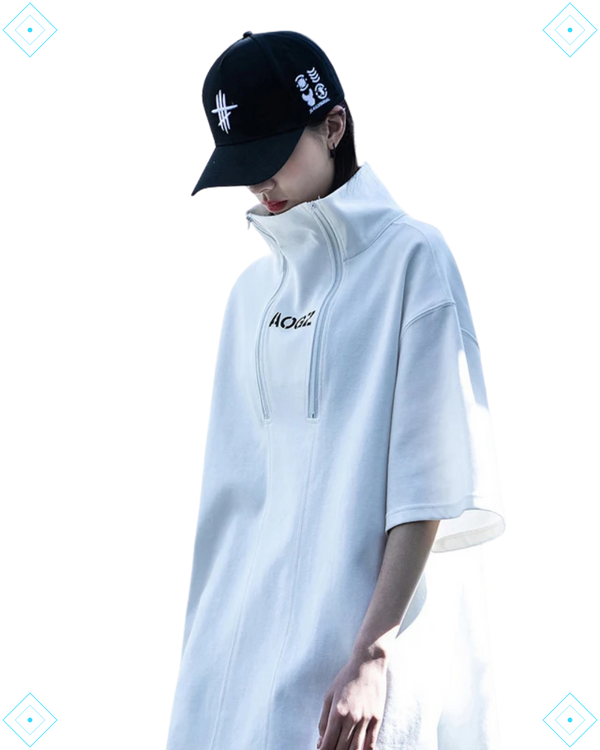 Rrezza Techwear Turtleneck T-Shirt Hip Hop Short Sleeve Streetwear Unisex