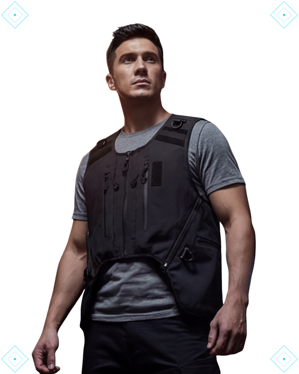 Rrezza Black Multi-Pocket Techwear Vest for Men