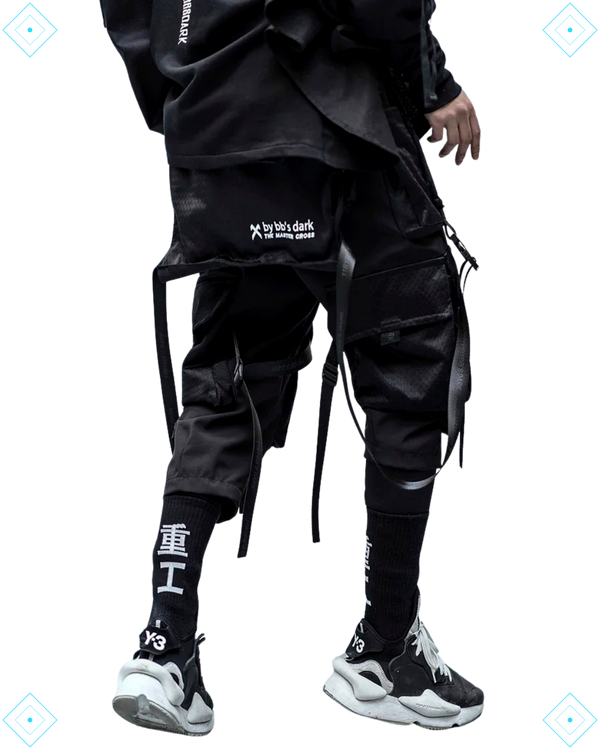 Rrezza Black Techwear Cargo Pants - Japanese Streetwear Jogger for Men