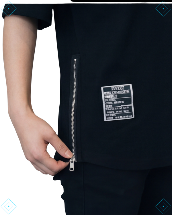 Rrezza Men's Black Techwear Zip-Up Cotton T-Shirt