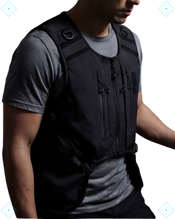 Rrezza Black Multi-Pocket Techwear Vest for Men