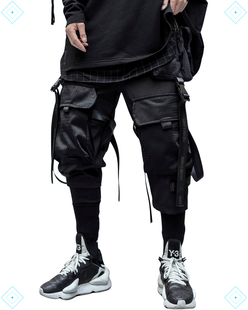 Rrezza Black Techwear Cargo Pants - Japanese Streetwear Jogger for Men