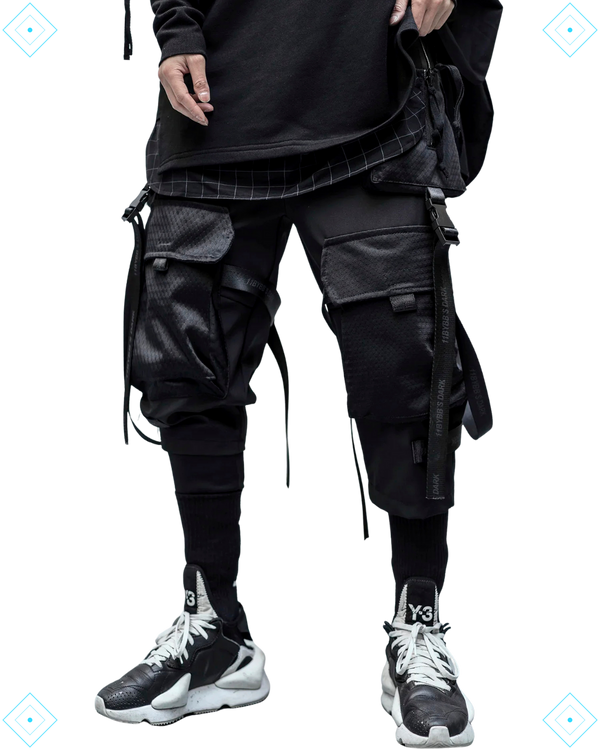Rrezza Black Techwear Cargo Pants - Japanese Streetwear Jogger for Men