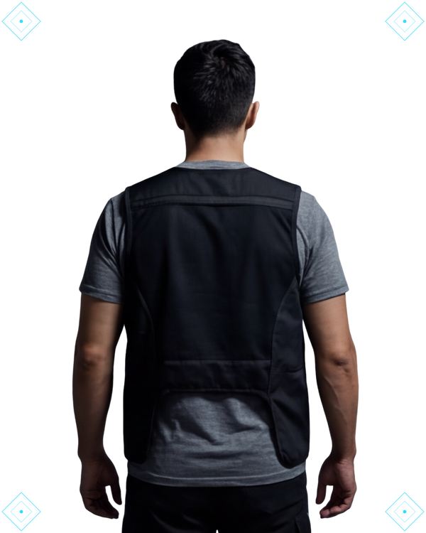 Rrezza Black Multi-Pocket Techwear Vest for Men