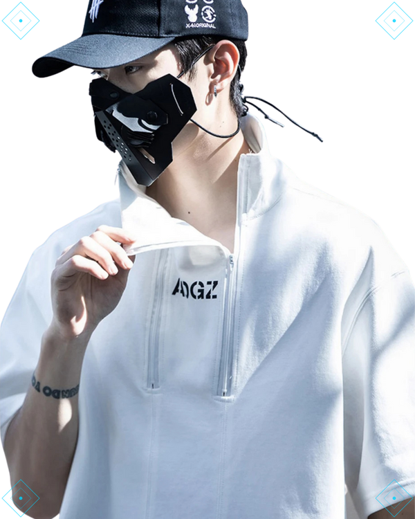 Rrezza Techwear Turtleneck T-Shirt Hip Hop Short Sleeve Streetwear Unisex