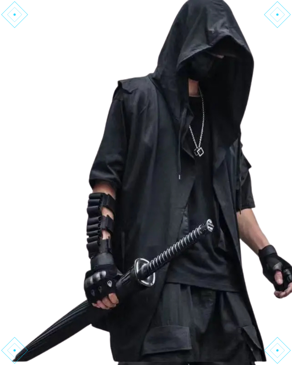 Rrezza ARENS Men's Sleeveless Technical Trench Techwear Vest Hip Hop