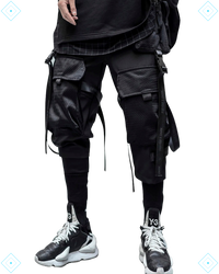 Rrezza Black Techwear Cargo Pants - Japanese Streetwear Jogger for Men