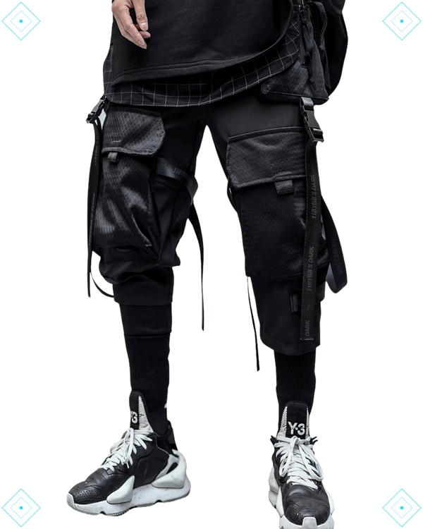 Rrezza Black Techwear Cargo Pants - Japanese Streetwear Jogger for Men