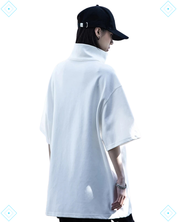 Rrezza Techwear Turtleneck T-Shirt Hip Hop Short Sleeve Streetwear Unisex