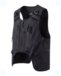 Rrezza Black Multi-Pocket Techwear Vest for Men