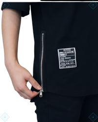 Rrezza Men's Black Techwear Zip-Up Cotton T-Shirt