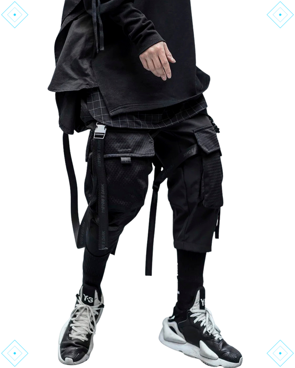 Rrezza Black Techwear Cargo Pants - Japanese Streetwear Jogger for Men