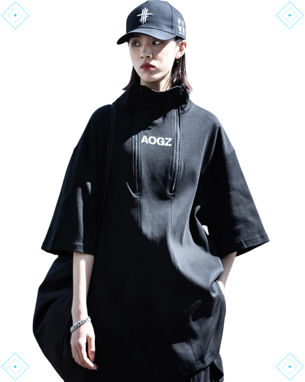 Rrezza Techwear Turtleneck T-Shirt Hip Hop Short Sleeve Streetwear Unisex