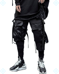 Rrezza Black Techwear Cargo Pants - Japanese Streetwear Jogger for Men