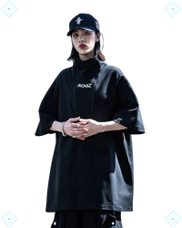 Rrezza Techwear Turtleneck T-Shirt Hip Hop Short Sleeve Streetwear Unisex