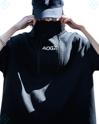 Rrezza Techwear Turtleneck T-Shirt Hip Hop Short Sleeve Streetwear Unisex