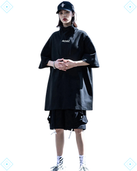 Rrezza Techwear Turtleneck T-Shirt Hip Hop Short Sleeve Streetwear Unisex