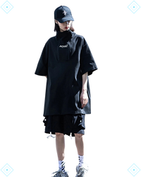 Rrezza Techwear Turtleneck T-Shirt Hip Hop Short Sleeve Streetwear Unisex